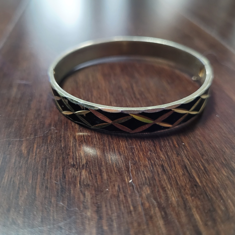 Black and Gold Bangle Bracelet